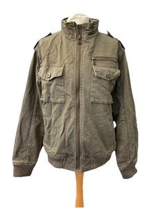 Republic Khaki Green Jacket Size L Foldaway Hood Cotton Men’s - Picture 1 of 14