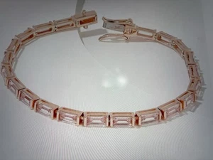 Diamonique x Jen Coffey Baguette Tennis Bracelet Sterling Silver, 8" - Picture 1 of 4