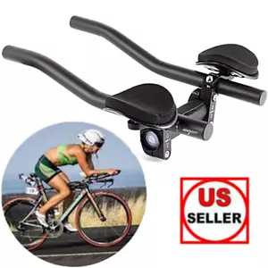 Road Mountain Bicycle Bike Alloy Triathlon Aero Rest Handle Bar Clip On Tri Bars - Picture 1 of 12
