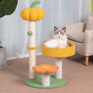 Tiragraffi per Gatti, MODUSKYE Torre Albero per Gatti Zucca Giallo Fiore Arancione Gatto... - Foto 1 di 9