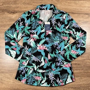 NWT TOMMY BAHAMA Golf Tennis S Long Sleeve Shirt 1/4 Zip Popover Top TROPICAL - Picture 1 of 9