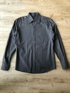 GUCCI - Men's Dress Shirt, Charcoal Stripe, Sz 15.5 (Tom Ford Era) Made in Italy
