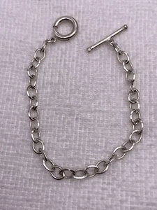 Vintage Sterling Silver 6mm Cable Link With Toggle & Clasp, Signed JC 7.25 Inch - Picture 1 of 6