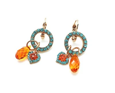 Pendientes Por Mariana Mujer Aro Turquesa Naranja Cristal Swarovski Foto 1 de 4