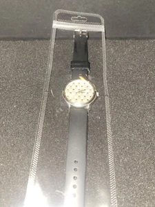 Very Nice Ladies Watch With Crystal Cushioned Dial Black Band New Battery  - Picture 1 of 3