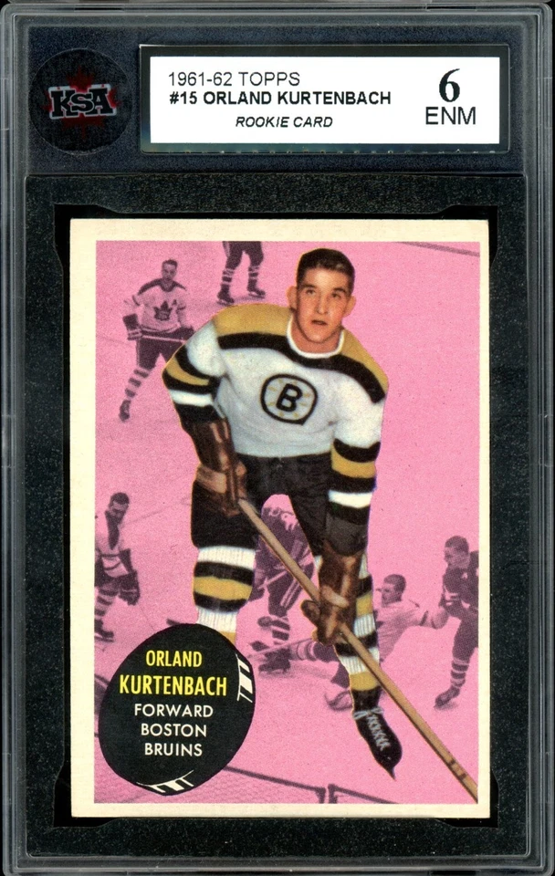 1961-62 TOPPS HOCKEY #15 Orland Kurtenbach Rookie KSA 6 EX-NM Boston Bruins RC - Image 1 of 2