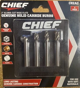 Chief Genuine Solid Carbide Burrs 4pc CH2AC - BRAND NEW - Picture 1 of 2