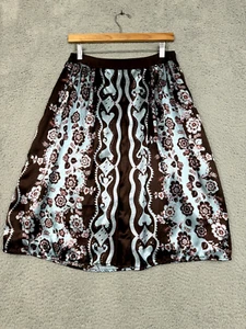 Apostrophe Skirt Women 6 Brown Blue Floral Pleated Dark Romance Office Siren - Picture 1 of 18