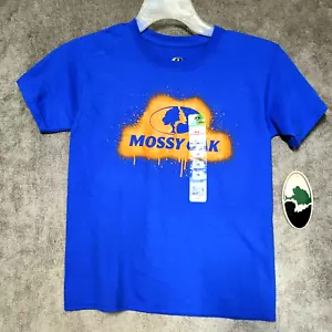 Mossy Oak Graphic T-Shirt Youth Boys Small Blue Orange Logo Short Sleeves New - Picture 1 of 9
