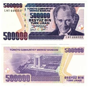 1997 Turkey Türkiye P212a 500000 Turkish Lira Banknote UNC - Picture 1 of 1