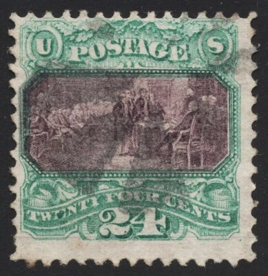 [st7028] USA 1869 Sc#120 used 24¢ Fancy cancel cv:$650 FRESH COLOR - Image 1 of 2