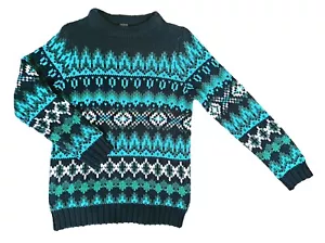 Talbots Chamonix Fair Isle Sweater Size S/P Women's Blue Pullover Crew Neck - Picture 1 of 7