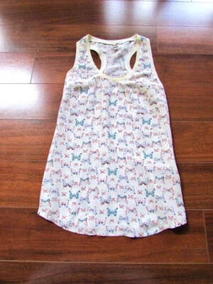 JOIE ~ Tamanho XS ~ Creme de baunilha 100% seda pastel borboleta pulôver regata c6 - Imagem 1 de 4