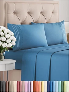 Queen Size 4 Piece Sheet Set - Comfy Breathable & Cooling Bed Sheets Set - Hotel - Picture 1 of 8