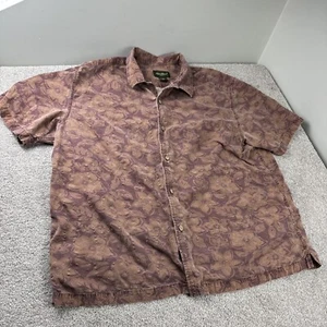 Eddie Bauer Men's Burgundy Hawaiian Style Classic Relaxed Short Sleeve Shirt XL - Picture 1 of 6
