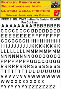 RC Vinyl Sticker Aufkleber Deutsche Luftwaffe Serien Schwarz 8MM Vorgeschnitten - Bild 1 von 3