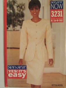 Lovely OOP BUTTERICK 3231 Misses Unlined Jacket & Dress PATTERN 6-8-10 UC - Picture 1 of 3