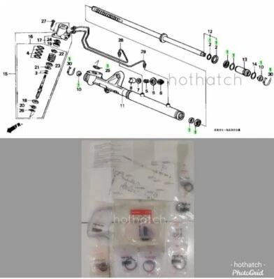 Kit de sellos de dirección asistida (válvula giratoria) genuino Honda Civic EG 1992-1995 Foto 1 de 3