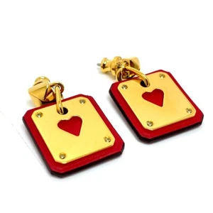Pierce HERMES corazón Asdukour PM chapado en oro/cuero rojo/goldhardware - Imagen 1 de 9