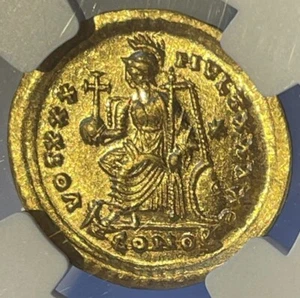 EASTERN ROMAN EMPIRE Theodosius II NGC MS Constantinople Gold Solidus Coin D032 - Picture 1 of 4