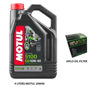 Oil and Filter For Victory Vegas 1800 Jackpot 2009-2014 Motul 5100 10W40 Hiflo - Image 1 of 3