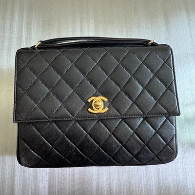 Chanel Vintage Classic Mini Turnlock Lambskin Flap Bag In Brown Authentic - Image 1 of 4