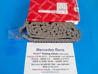 Mercedes Benz 3.5, 3.8, 4.2 V8 Eng. 280SE & 300SEL70-71 380SL iwis Timing Chain - Image 1 of 3