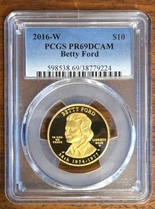 2016-W First Spouse Gold Proof $10 Betty Ford 1/2 Ounce .9999 Fine PCGS PR69DCAM - Picture 1 of 2