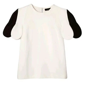 Victoria Beckham x Target NWT Black & Ivory White Scallop Sleeve Top - Picture 1 of 11