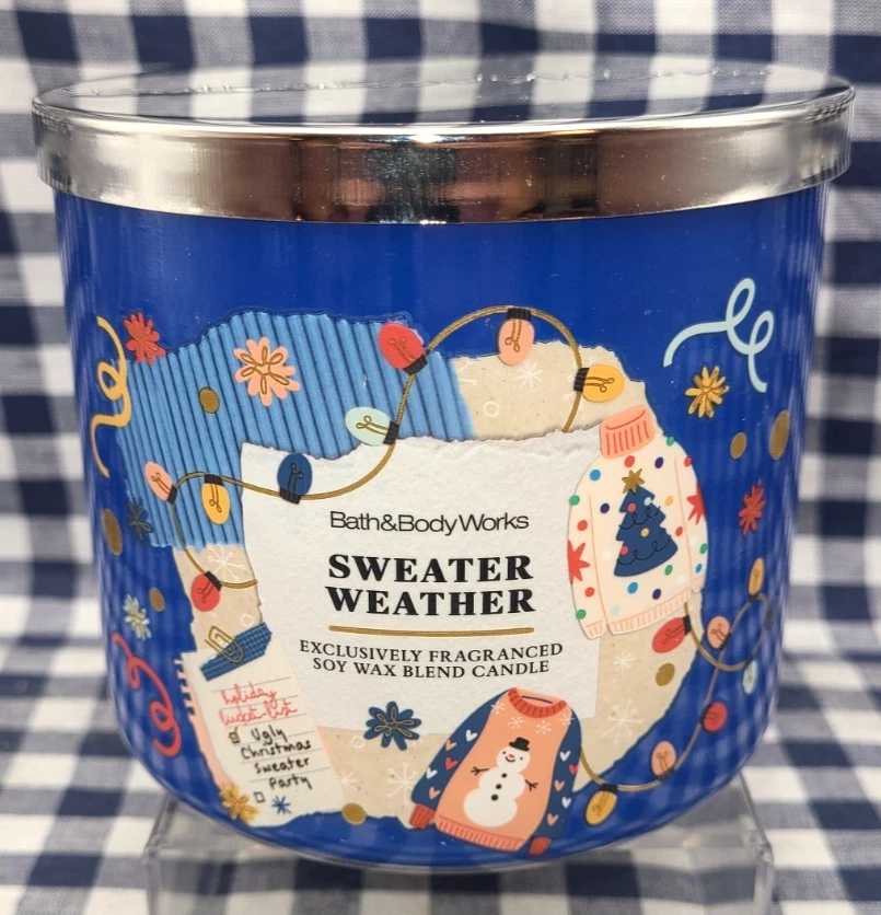 TOTALMENTE NUEVO Suéter Clima 3 Mechas Vela 25-45 Quemado Horas 14 OZ Baño y Cuerpo Funciona Foto 1 de 1