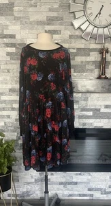 Torrid Floral Super Soft Plush Dress Womens Plus Size 2 ( L) Black Babydoll - Picture 1 of 7