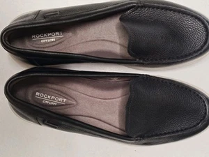 Rockport City Lites Women's Black Ayva Washable Leather Slip On Loafers 8 NWOT - Picture 1 of 6