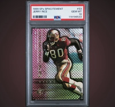 1999 SPx  SPXCITEMENT Jerry Rice PSA Gem MT 10 - Image 1 of 4
