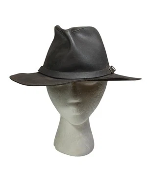 Chapéu de couro marrom vintage Henschel tamanho médio feito nos EUA estilo Indiana Jones - Imagem 1 de 4
