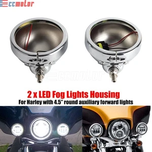 Pair 4.5'' LED Driving Fog Light Housing Bracket Shell For Harley Touring Glide - Picture 1 of 8