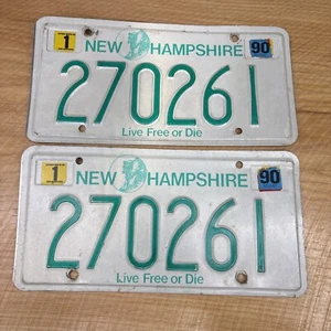 New Hampshire State License Plate Pair Auto Decor Craft Expired 1/90 270261 90s - Picture 1 of 6