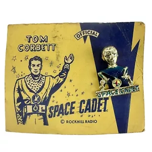 Spilla da bavero Tom Corbett ufficiale Space Cadet su scheda radio Rockhill - Foto 1 di 4