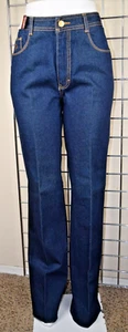 Jordache Horsehead Jeans VTG 70s Blue Bronze Stitch High Waist Long NWT Sz 32 - Picture 1 of 22