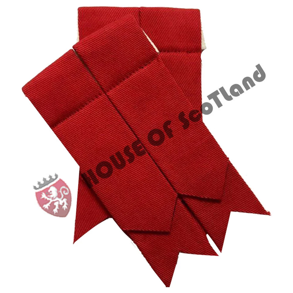 HOUSE OF SCOTLAND Scottish Highland kilt Hose Socks Flashes Plain Red Tartan Acrylic Wool Garter
