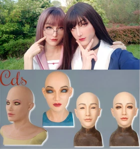 Halloween Silicone Realistic Female Face Mask Head Mask For Crossdresser - Picture 1 of 28