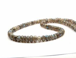 Rare Labradorite Necklace 16 Inch 5-7 MM Adjustable Length Silver 925 Sterling - Picture 1 of 6