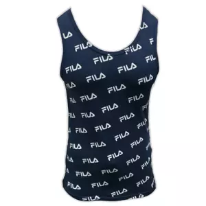 MSRP $34.99 NWT FILA AOP MEN'S NAVY CREW NECK SLEEVELESS TANK TOP T-SHIRT SIZE M - Picture 1 of 5