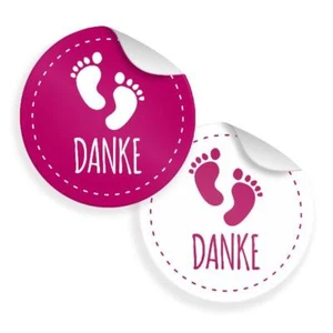 24x Sticker Danke Fußabdrücke Motiv 30 4cm Geschenk Aufkleber Taufe Geburt - Bild 1 von 2