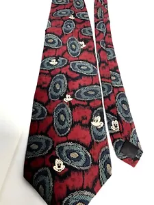 Tie Walt Disney Men's Necktie Mickey Mouse Red Paisley 100% Silk USA ca 1980 - Picture 1 of 6