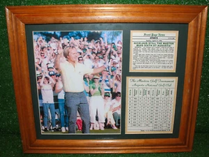 Vintage MASTERS 1986 Jack Nicklaus Win Framed Print Scorecard & New Clip - Picture 1 of 5