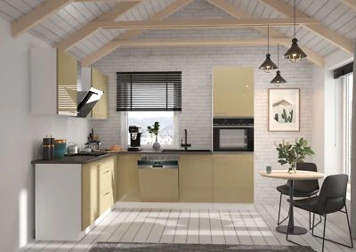 Küche Lara Cappuccino/Weiß 210x260 Küchenzeile Einbauküche Eckküche Winkelküche - Bild 1 von 4