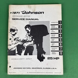 Motor fueraborda Johnson 1971 vintage fabricante de equipos originales manual 25 hp 25R71 y 25Rl71 - Imagen 1 de 5