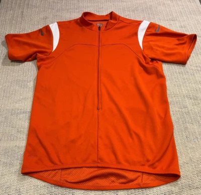 Camiseta Nike masculina S laranja ciclismo corrida bicicleta NikeFIT 3/4 zíper logotipo pulôver - Imagem 1 de 4