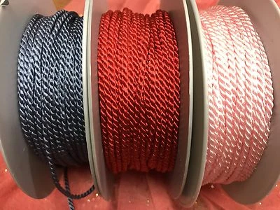cordón trenzado 1/8" rayón 3mm cable 3yds hecho en Francia surtido Foto 1 de 2