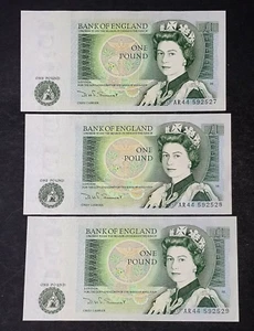 Großbritannien GB UK - "£1 ~ ONE POUND" 3 AUNC Banknoten, D. H. F. Somerset (b) - Bild 1 von 24